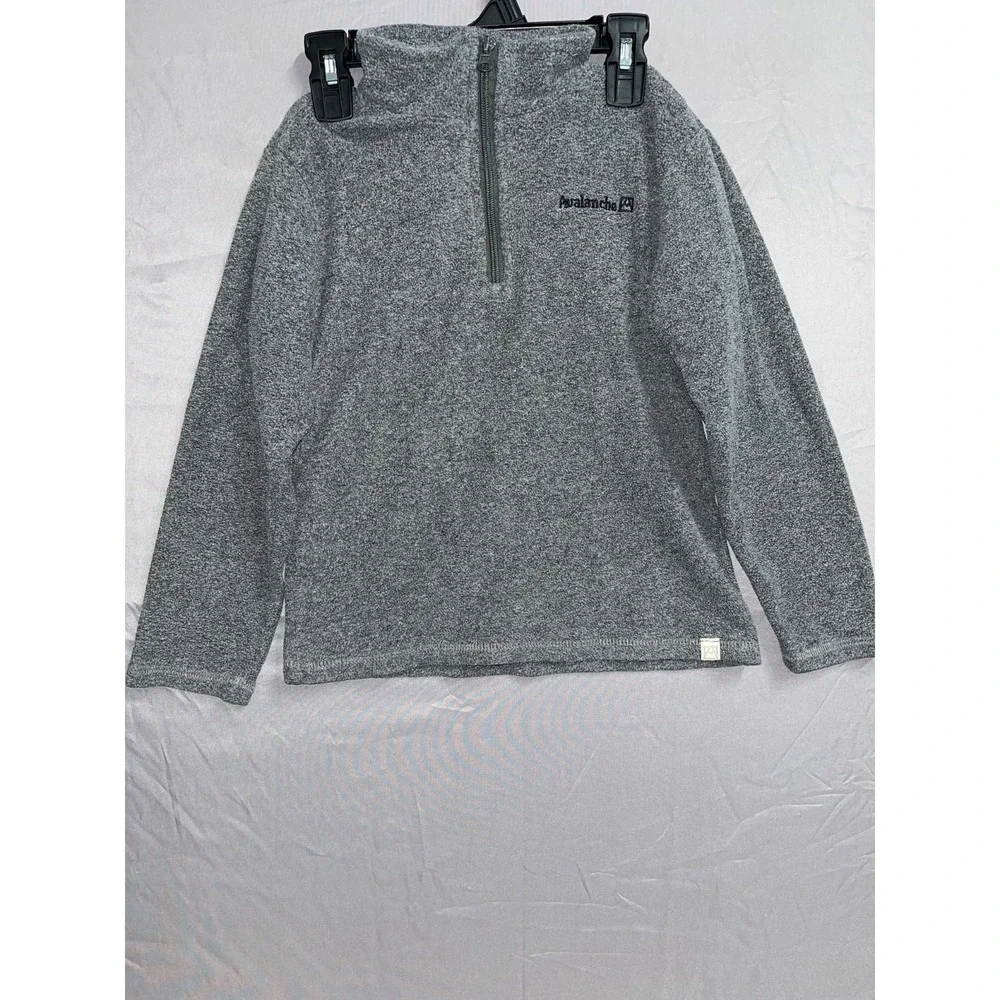 Avalanche‎ Fleece Jacket Boys M (5-6) Heather Gray Logo Mock Neck Quarter Zip